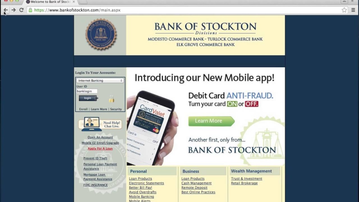 bank of stockton internet banking Bulan 3 Bank of Stockton Online Banking Login Instructions