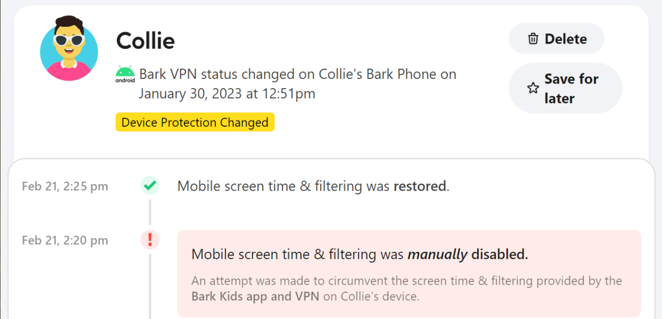 bark vpn blocking internet Bulan 4 Mobile screen time & filtering was manually disabled – Bark